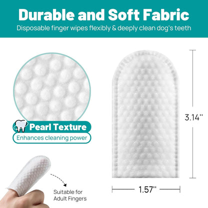 Teeth Cleaning Wipes for Dogs & Cats, Dog Finger Toothbrush Wipes, Dog Dental Care Finger Wipes, Dog Tooth Brushing Kit, Remove Plaque & Tartar Buildup, Fresh Breath (50 PCS, Unscented)