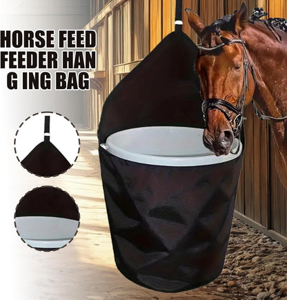 Horse Food Bags, Horse Trailer Bucket Bag 19 Liter | Portable 900D Polyester Cattle Feeder Holder, Cattle Trailer Accessories