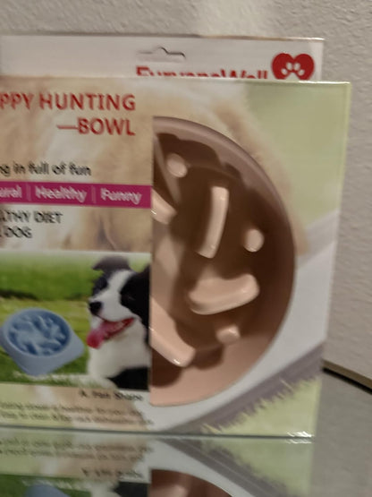 Happy Hunting, Slow Feeder Bowl, Pet Food and Water Bowl Set, Natural Healthy Feeding Solution (Blue)