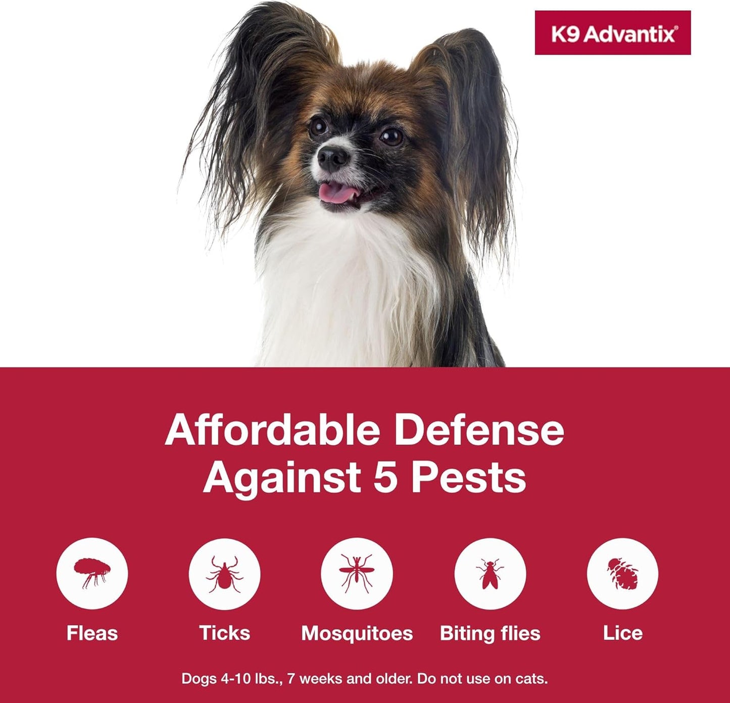 K9 Advantix Flea, Tick & Mosquito Prevention for Dogs 4-10 lbs. | Flea Drops for Small Dogs | Apply Monthly | 4 Treatments (Pack of 2)