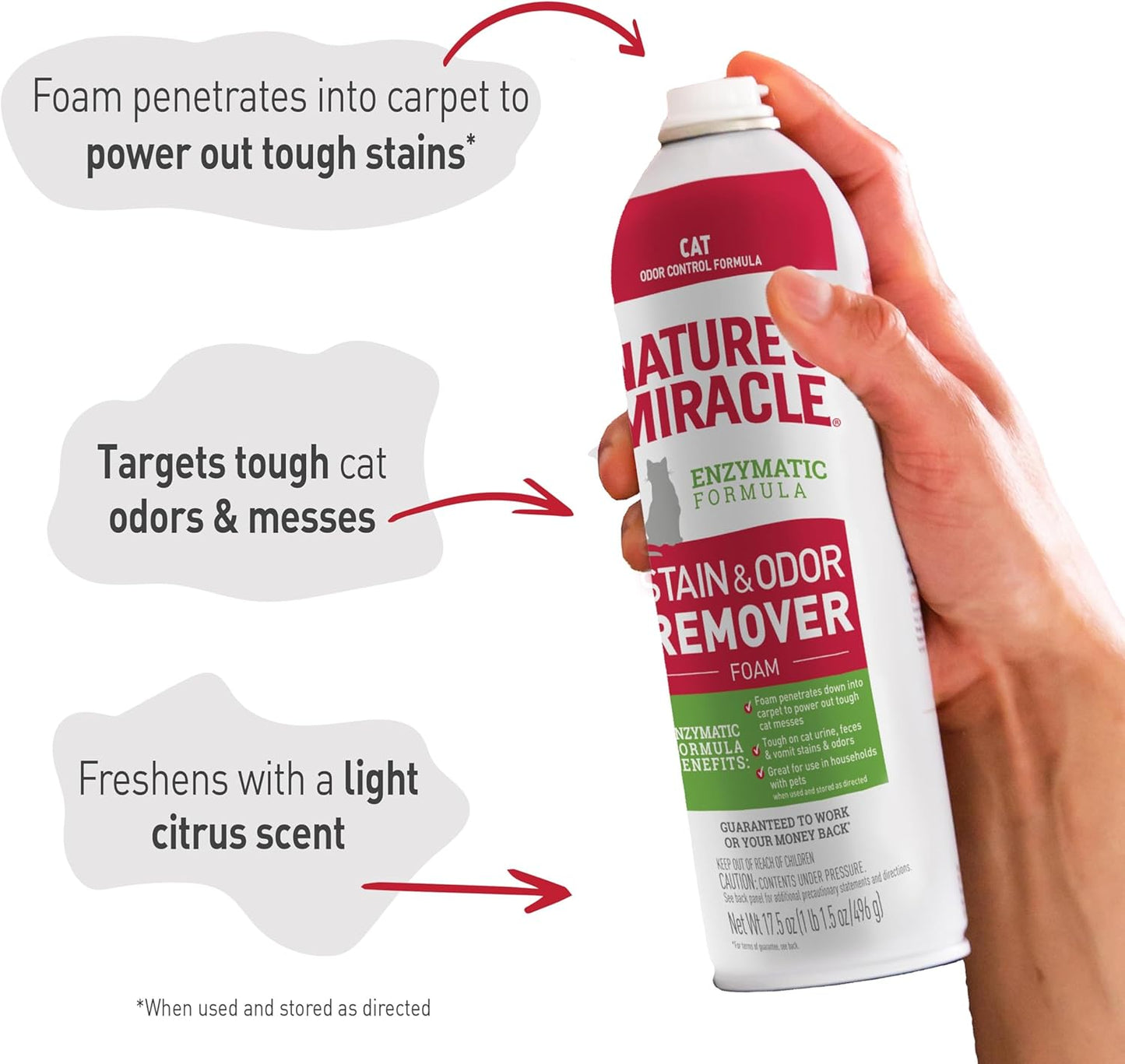 Nature's Miracle Stain & Odor Remover Foaming Aerosol For Cats, 17.5 Oz