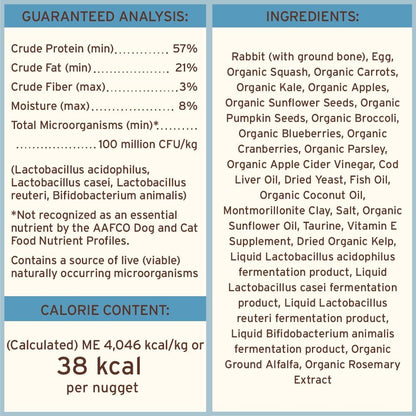 Primal Freeze Dried Raw Cat Food Nuggets Rabbit, Complete & Balanced Meal or Topper, Premium, Healthy, Grain Free, High Protein Raw Cat Food with Probiotics (14 oz)