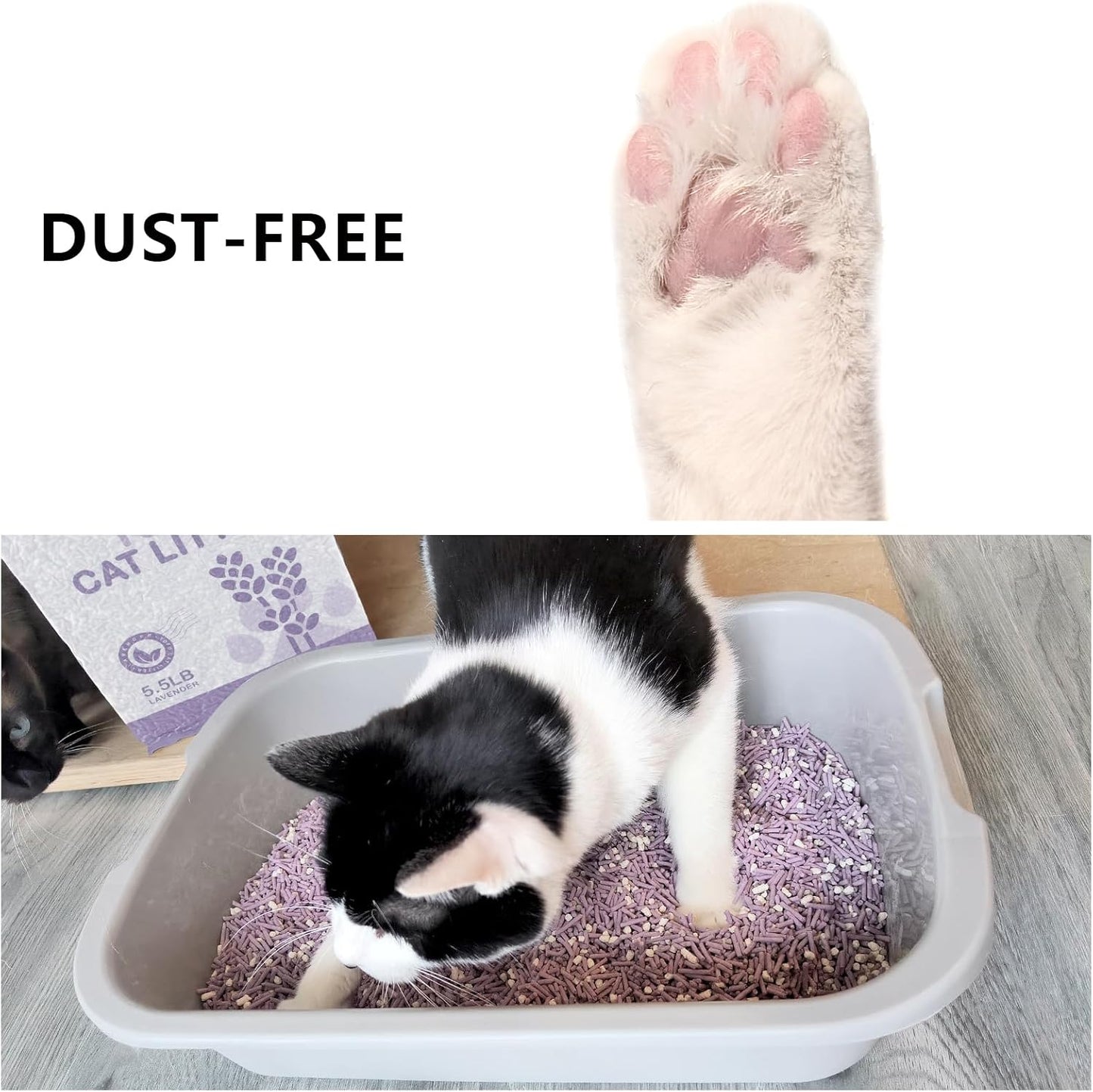 Tofu Cat Litter, Dust-Free Kitty Litter, Ultra Absorbent Clumping Cat Pellet Litter, Fast Drying, Lavender Odor Control, Less Scattering, Dust-Free Mixed.