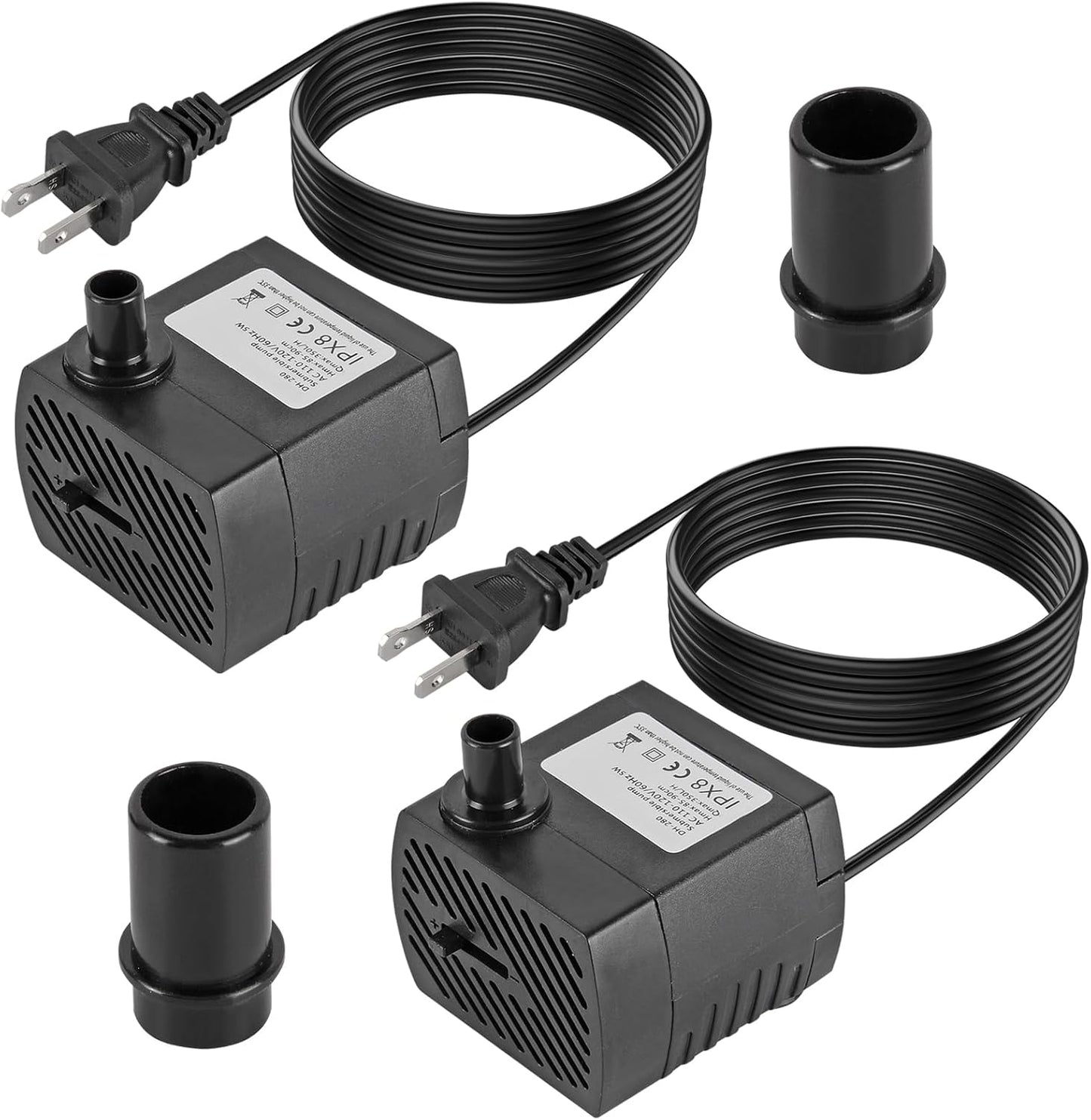 2PCS 95GPH 5W 350L/H Mini Submersible Pump, Small Fountain Pump for Pond, Aquariums, Fish Tank, Tabletop Fountain, Pet Fountain, Indoor or Outdoor Fountain