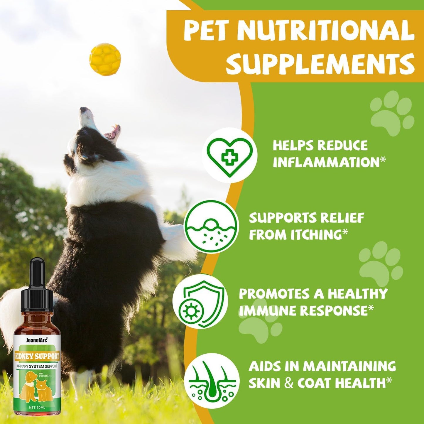 Dog Multivitamin, Dog Multivitamin Liquid Drops Supplements, Dog Vitamins for Support Skin & Coat, Heart Health, Bones, Joint, Immune System Support, 60ml
