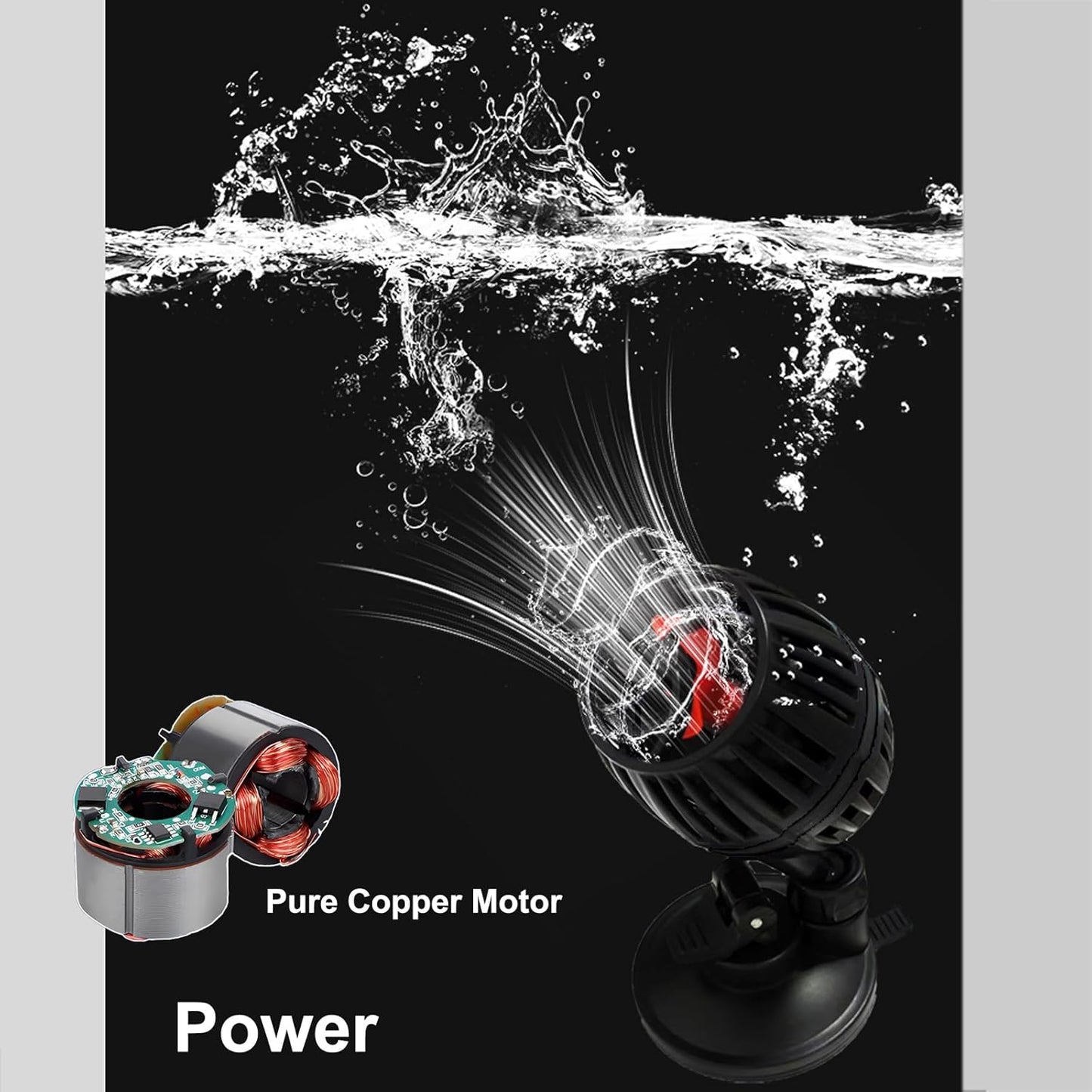 Carefree Fish Aquarium DC12V 10W Wave Maker 4 Level Adjustable Flow Rate Powerhead 1500Gph Wave Pump for 10~60Gal Freshwater and Saltwater Fish Tank