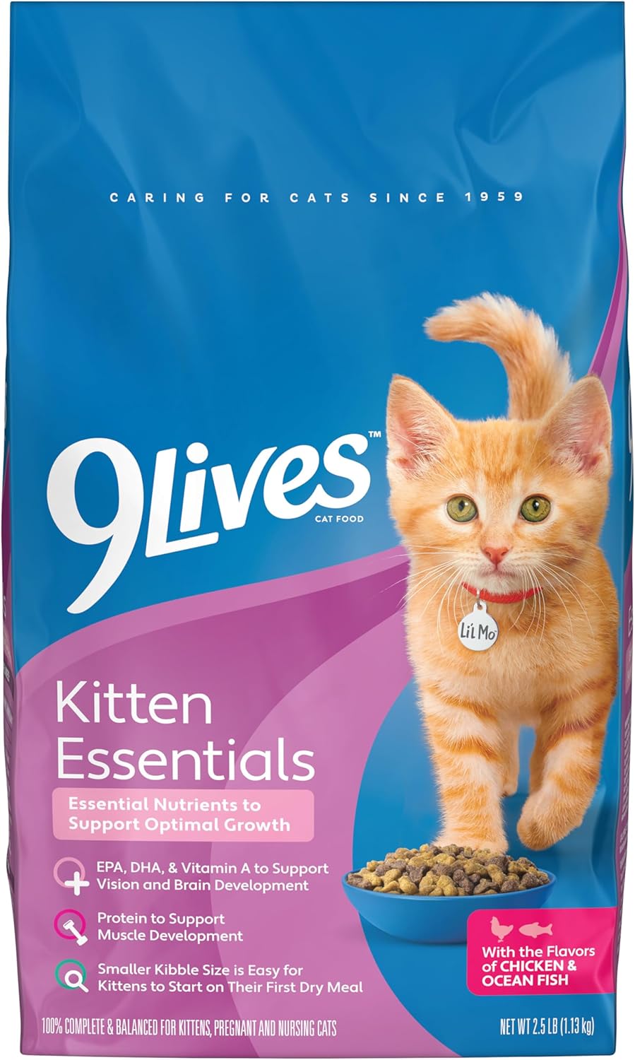 9Lives Kitten Essentials Chicken & Ocean Fish Dry Cat Food, 2.5lb Bag, Pack of 4