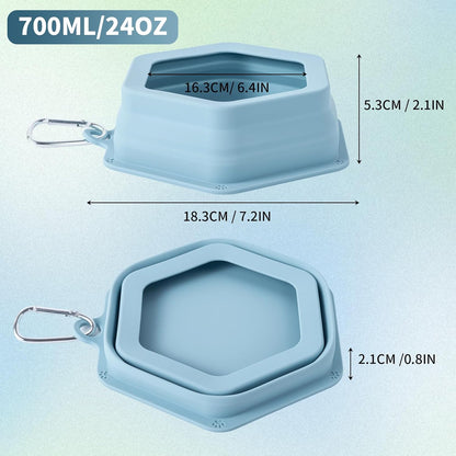 No Splash Dog Travel Bowls for Cars, Spill Proof Collapsible Dogs Water and Food Feeder Dispenser Integrated Molding Portable Cat Dish for Pet Vehicle Road Trips (Morandi Blue)