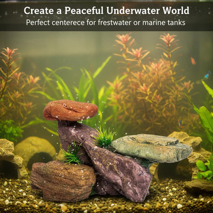 Mipukbay Large Aquarium Decor Rock, Resin Fish Tank Artificial Stone Ornament for Freshwater/Saltwater, Safe Landscape Hideout for Betta Fish, Goldfish and Aquatic Pets