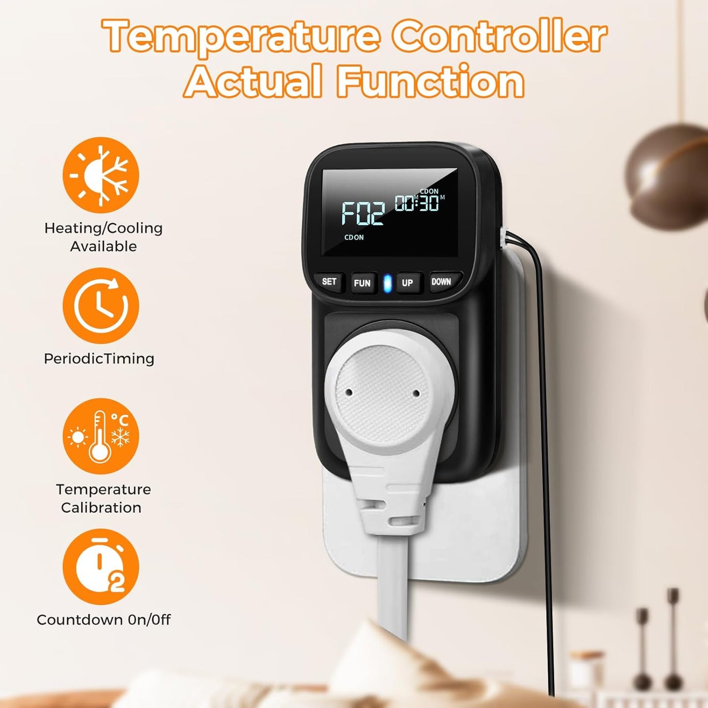 Diymore Digital Temperature Controller Outlet,1800W Plug in Thermostat,Heating Cooling Mode,120V Incubator Room Thermometers Gauge Reptile Thermostat Greenhouse Thermomete for House Pool Thermometer