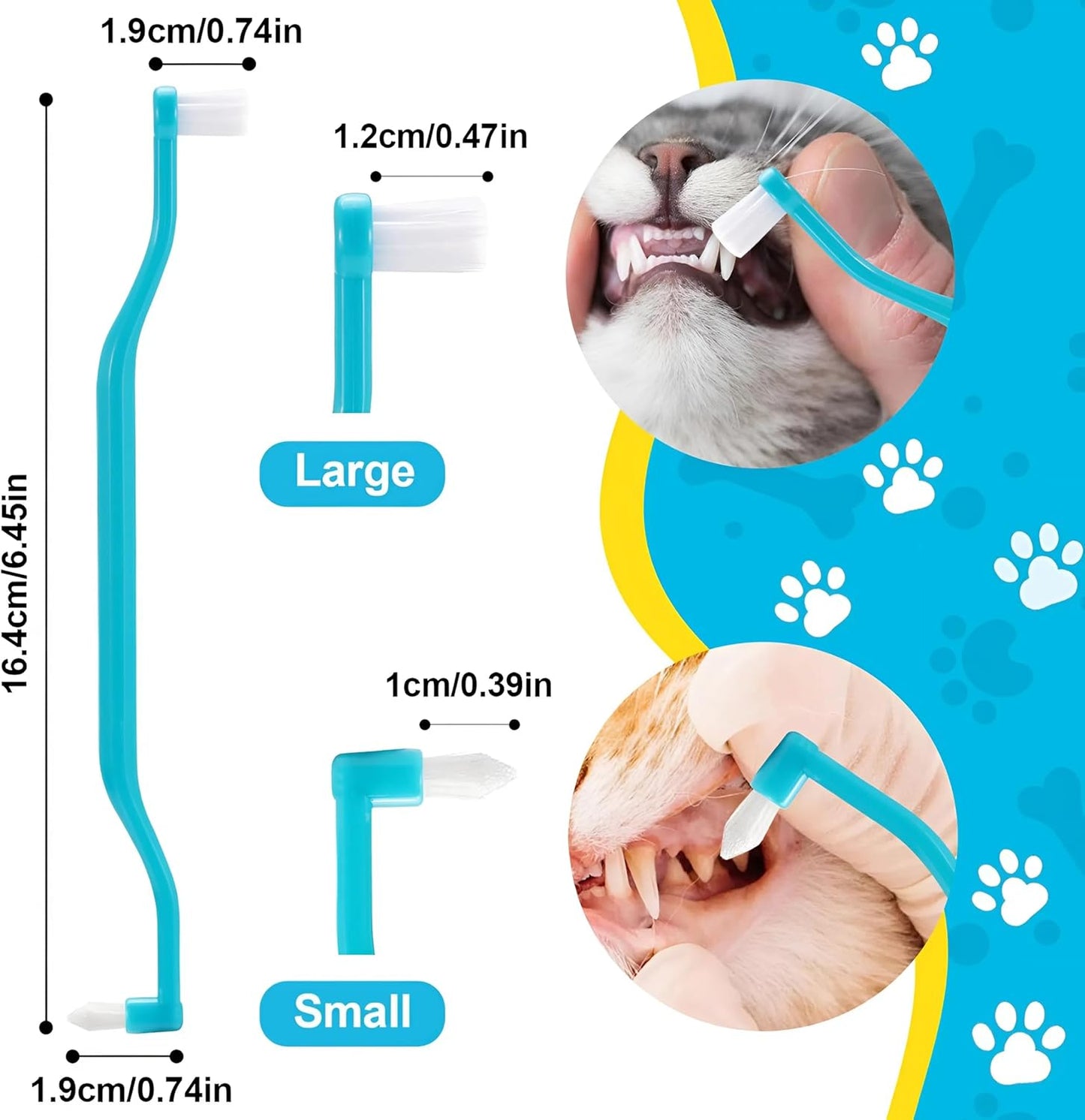 COOCOO BABY Dual Sided Cat Toothbrush Brush Cleaning Brush Dental Tools Cat Accessories Soft Toothbrush for Cats Round Kit with Toothpaste Function for Oral Care Teeth Cleaning Grooming Tool