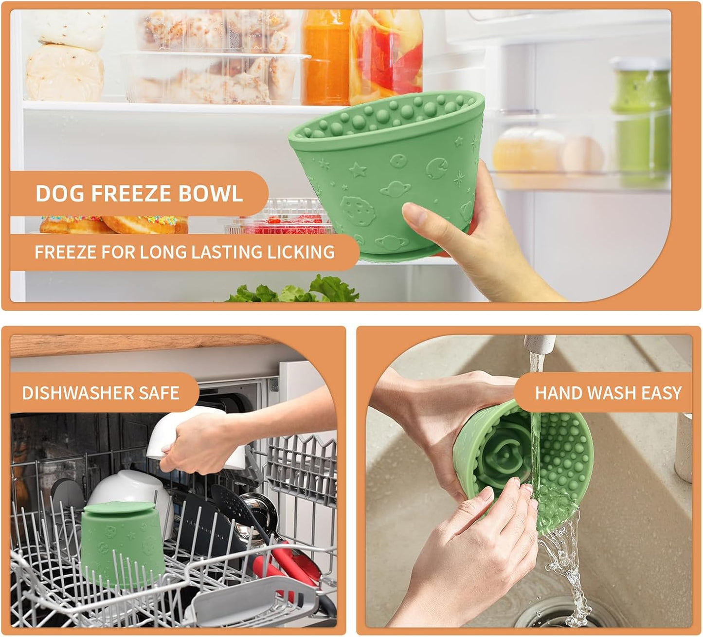 Dog Lick Bowl,Anxiety Relief Non-Slip Silicone Treat Bowl,Durable Anti-Choking Long-Lasting Enrichment Slow Feeder Licking Mat for Medium Large Breed,Freezable BPA Free Silicone Dishwasher Safe