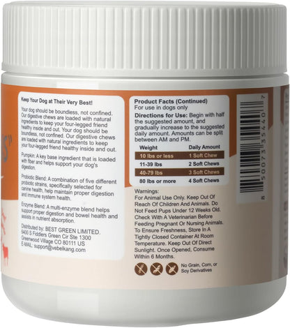 Probiotics for Dogs Digestive Health - 6B CFU, Prebiotics & Enzymes, Beef Flavor, Relief for Diarrhea, Gas, Upset Stomach & Allergic Itchy Skin (160Ct)
