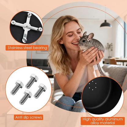 Enhanced 15" Aluminum Alloy Exercise Wheel for Chinchillas, Ultra-Quiet Noiseless Running Wheel with Wide Track for Hamsters, Hedgehogs, Squirrels and Other Small Pets, Durable Easy-Clean Design