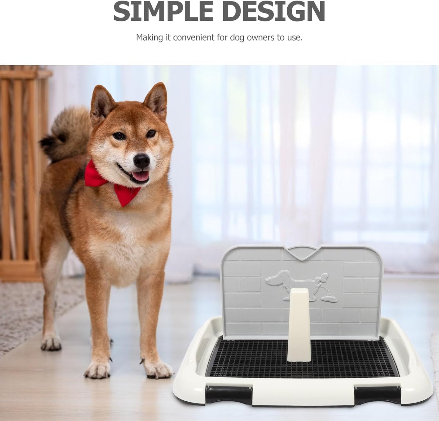 Dog Indoor Potty Tray with Wall Large Plastic Dog Toilet Training Pad Holder Anti-Slip Puppy Pee Tray