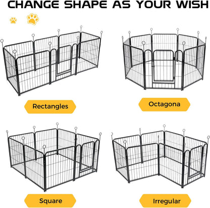 Lekesky Dog Play Pen for Indoors, 8 Panels 24 ’’ H Dog Pens Indoor with Bottom Pad, Heavy Metal Duty Foldable Pet Puppy Exercise Fence Crate Kennel, Pet Fence for Medium/Small Dogs (Black)