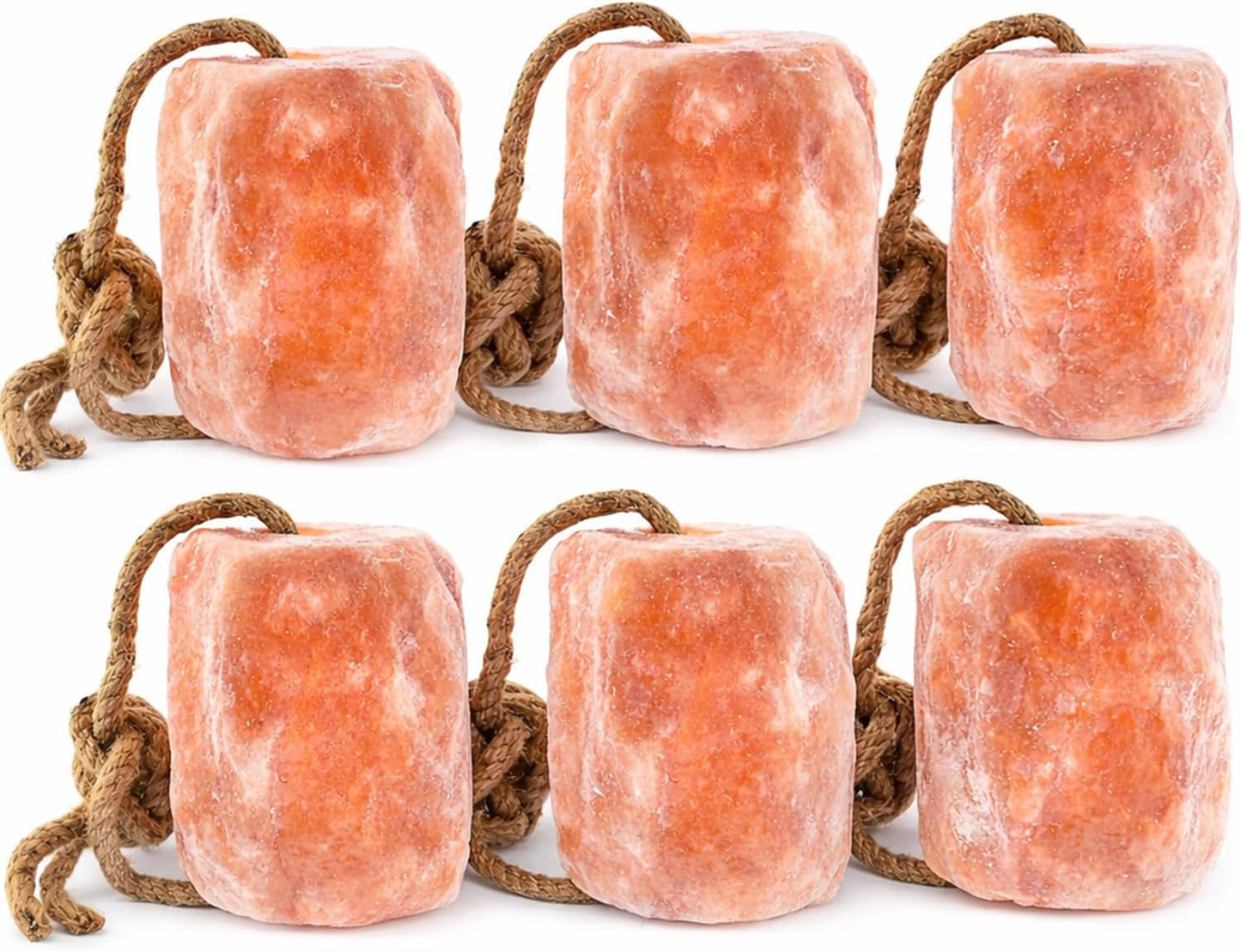 UMAID Himalayan Salt Lick 3 lbs On Rope for Horse, Deer, Goat, and Livestock Animals - Himalayan Salt Block 6 Pack