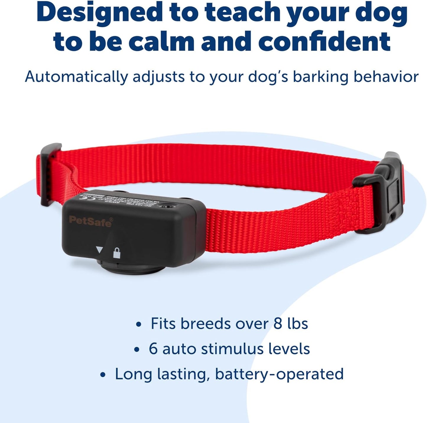 PetSafe Basic Bark Control Collar - Effective & Accurate Bark Detection Collar - Safe & Reliable Training with Multiple Static Stimulation Levels - Waterproof & Battery-Operated