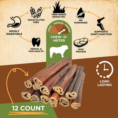 Makondo Pets Collagen Sticks 100% Natural Beef Dog Chews, 6” Premium Dog Treats for Training Puppies & Adults, Zero Filler or Preservatives, 12Pcs of Corium