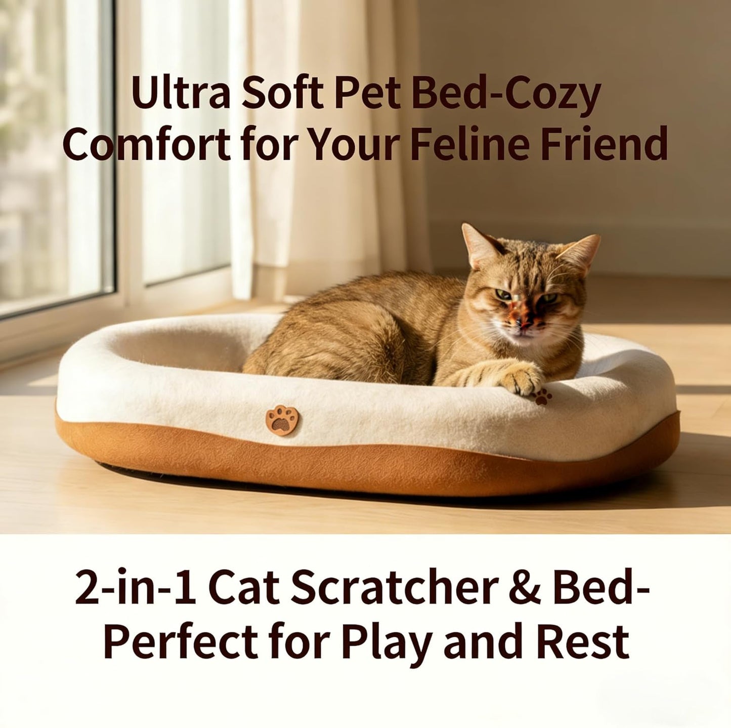 DMZBJ-Large 2-in-1 Cat Scratcher and Bed, Wear-Resistant Felt Material, Suitable for Cats and Large Cats, Effectively Protects Your Couch and Furniture.(White Cat Scratcher)