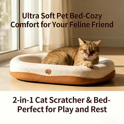 DMZBJ-Large 2-in-1 Cat Scratcher and Bed, Wear-Resistant Felt Material, Suitable for Cats and Large Cats, Effectively Protects Your Couch and Furniture.(White Cat Scratcher)