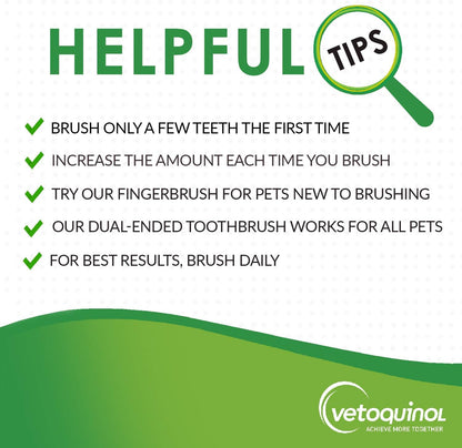 Vetoquinol Enzadent Enzymatic Toothpaste Kit + Fingerbrush & Dual-End Toothbrush for Cats & Dogs – 3.2 oz, Poultry Flavor – Oral Dental Care Kit: Removes Plaque, Polishes Teeth & Freshens Breath