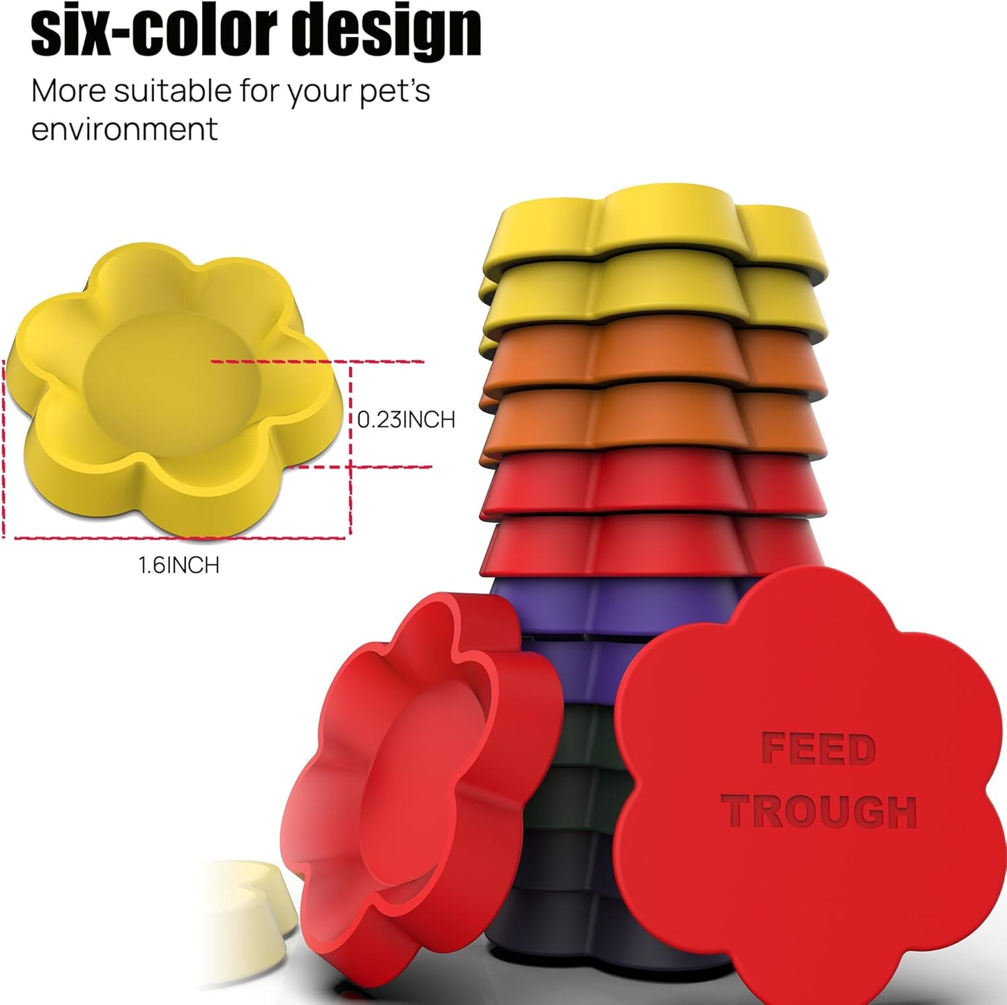 12-Pack Small Reptile Feeding Dish, Colorful Feeder Bowls for Dubia Roaches, Isopods, Springtails & Dwarf Invertebrates for Terrarium & Enclosure