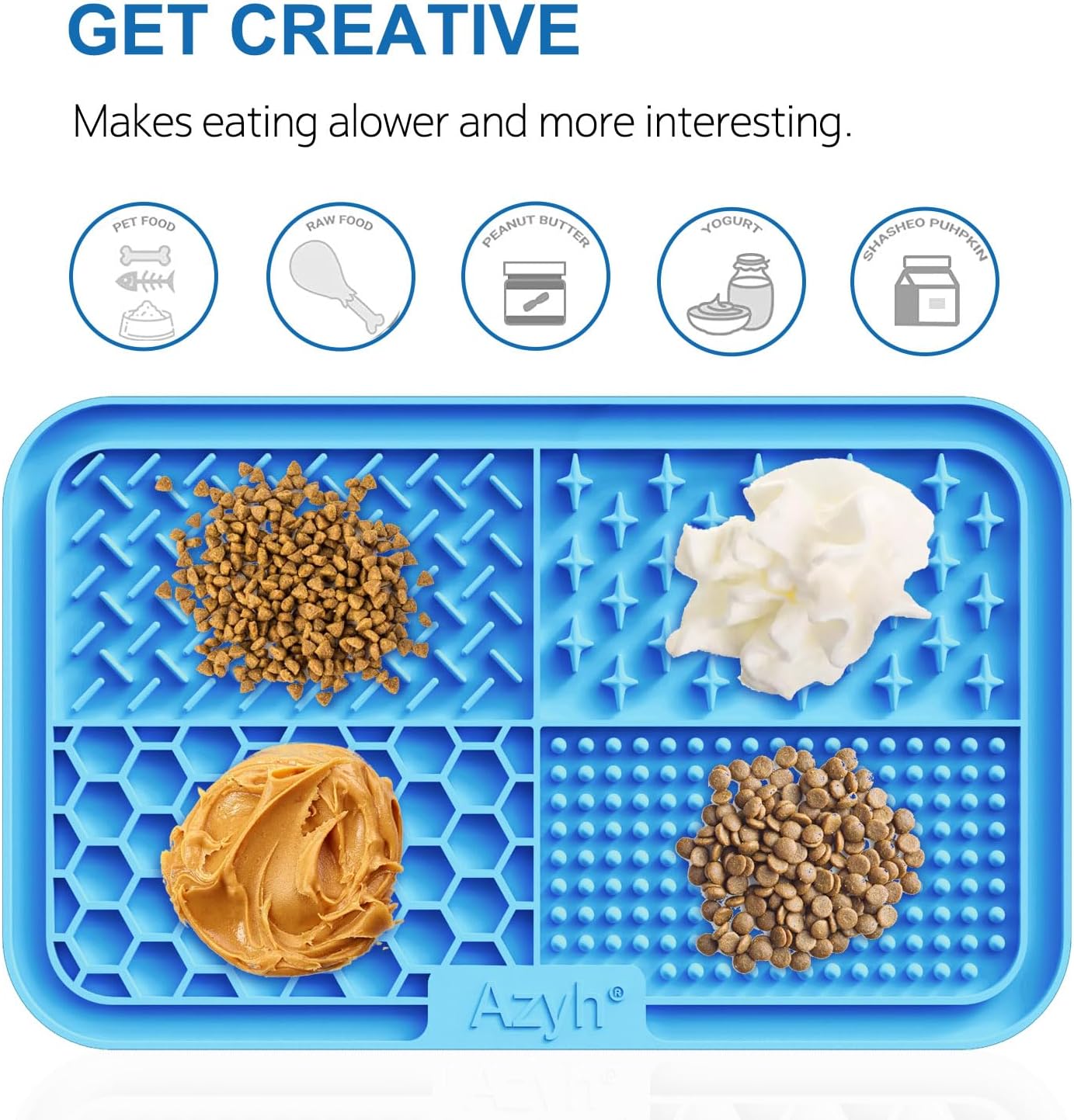 Licking Mat for Dogs & Cats 2 Pack, Slow Feeder Lick Pat for Large Dogs and Puppies, Anxiety Relief Dog Toys Feeding Mat for Butter Yogurt Peanut, Pets Bathing Grooming Training Mat (9.9'' × 6'')