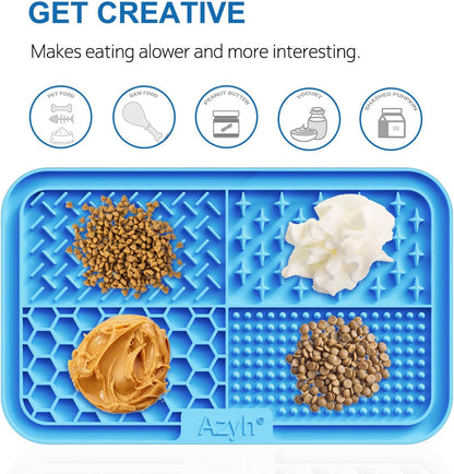 Licking Mat for Dogs & Cats 2 Pack, Slow Feeder Lick Pat for Large Dogs and Puppies, Anxiety Relief Dog Toys Feeding Mat for Butter Yogurt Peanut, Pets Bathing Grooming Training Mat (9.9'' × 6'')