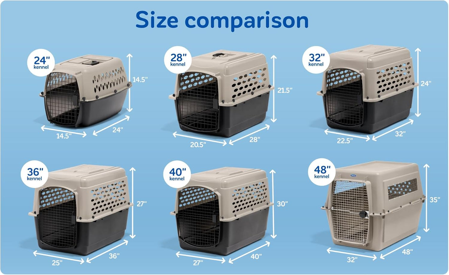 Petmate Vari Dog Kennel - Portable Dog Carriers & Crates for Medium Dogs, Airline-Friendly, Durable Plastic, Pet Carrier For Home and Travel, 32 Inches, Taupe and Black