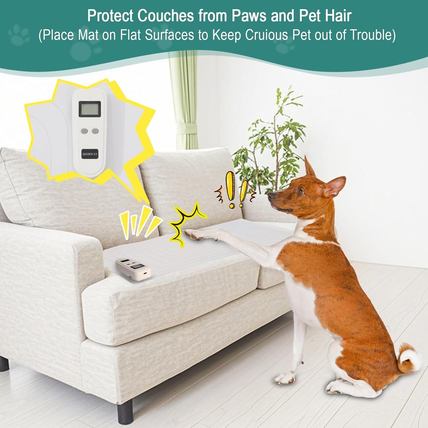 SEERWAY 2 Rechargeable Pet Shock Mats Same Size, Cat Repellent Pad, Cat Deterrent Mat, Electric Training Mat Keeps Dogs and Cats Off Sofa, Couch, Bed and Countertop (48"x20")