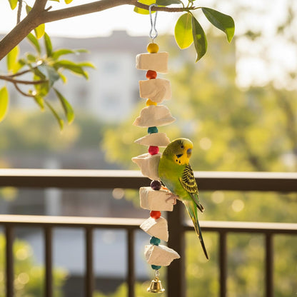 4PCS Cuttlebone for Birds, Bird Toys for Cockatiels and Parakeets, Natural Cuddle Bones for Birds, Parrot Toy with 9 Beads, Durable Bird Accessories,Parakeet Toys,Cockatiel Toys