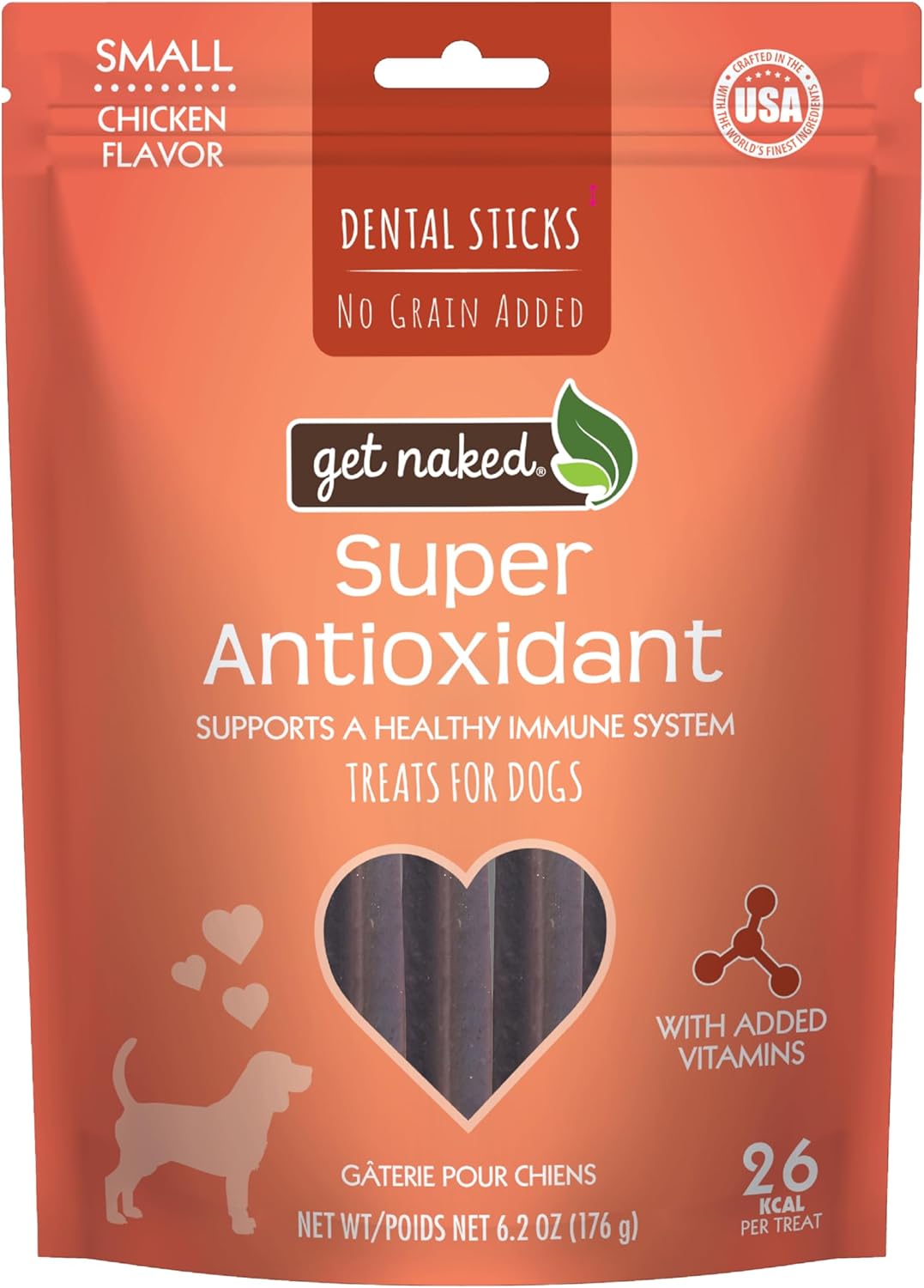 Get Naked Grain Free 1 Pouch 6.2 Oz Super Antioxidant Dental Chew Sticks, Small