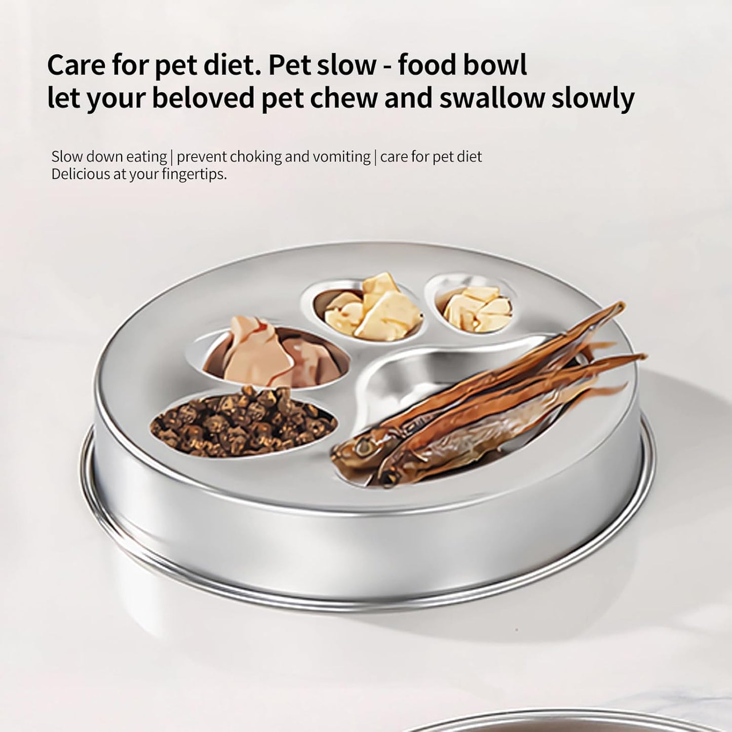 PAKEWAY 304 Stainless Steel Slow Feeder Dog Bowls - Dog Food Bowl, Easy to Clean, Large Capacity, Non-Slip Base Suitable for All Breeds of Dogs.