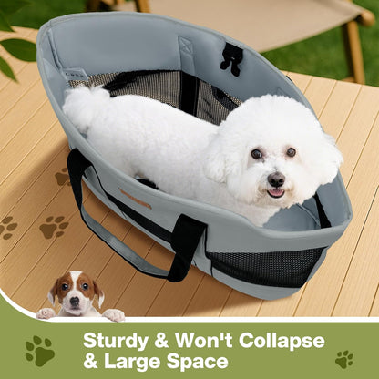 Lekereise Dog Purse Carrier for Small Dogs, Cats - Dog Carrier Purse with Secure Harness Clip, Dog Tote Bag Carrier, Large Space, Breathable Design(Gray)