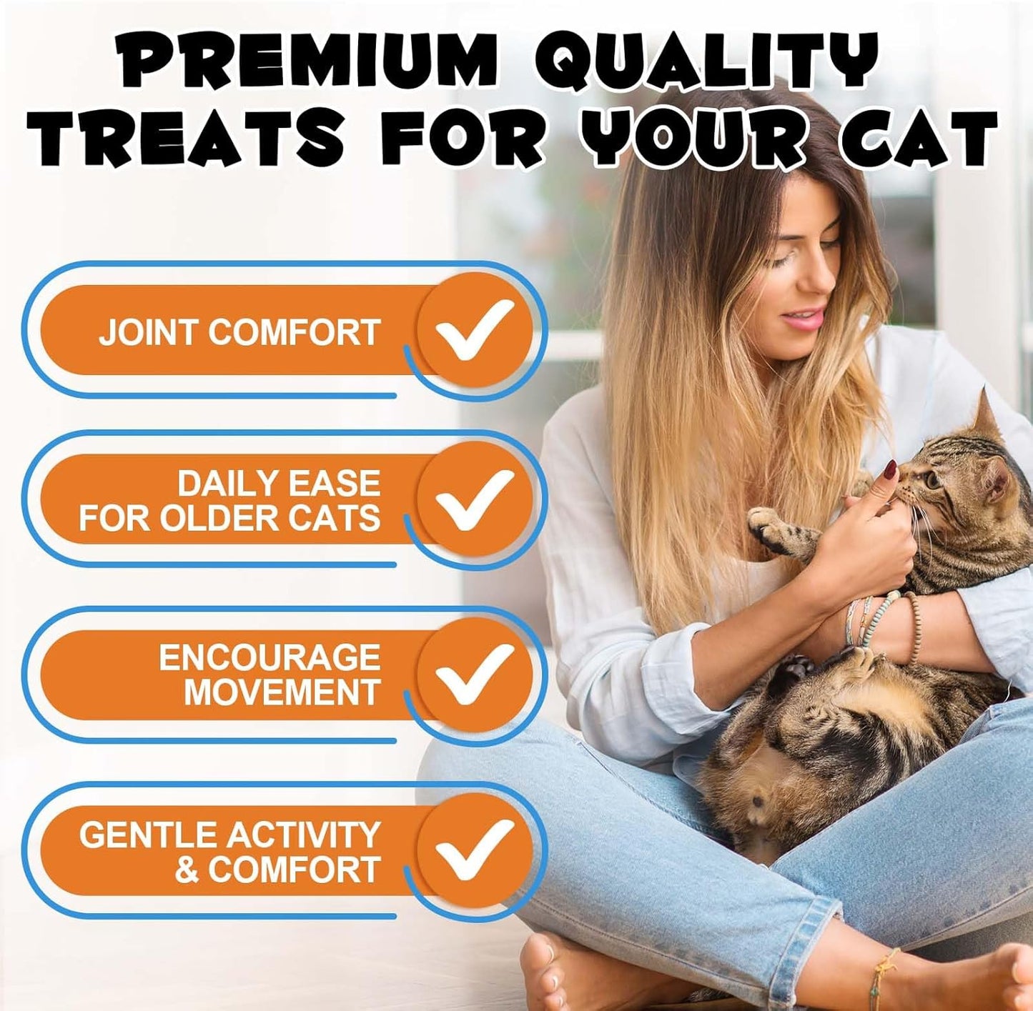 Hip & Joint Bites for Cats - Chicken Flavored Glucosamine Joint Supplement for Cats - Cat Joint Supplement for HIPS & Joints, Cat Arthritis Pain Relief, with Green Lipped Mussel, 3.7 oz