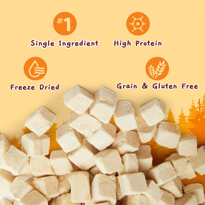 Jungle Calling Freeze-Dried Chicken Treats for Cats & Dogs, Single Ingredient, Grain-Free, High Protein Training Rewards & Food Topper (Chicken Cubes, 3.2 oz)