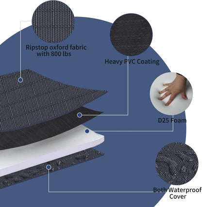 Durable Outdoor Dog Bed Chew Proof Stable Crate Mat Indoor cat Bed Anti Mild Bite Kennel Pad with Removable Fully Waterproof Cover (Charcoal, X-Large(42x28x2in))