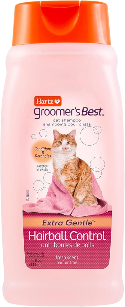 Hartz Groomer's Best Cat Shampoo, Extra Gentle Hairball Control, 15 Ounces