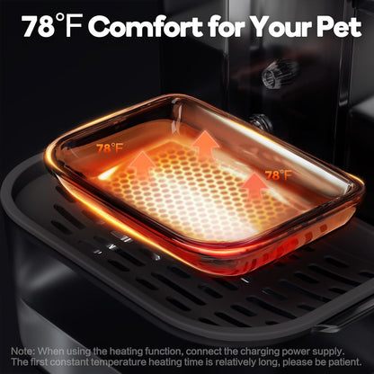 Cat Water Fountain with Heating, 4.5L Automatic Water Dispenser for Cats, Ceramic Bowl, No Filters, Wastewater Separation, Wireless Water Dispenser for Cats and Small Dogs