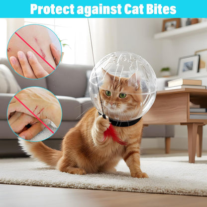 Cat Muzzle for Grooming Adjustable Hood with Paw Covers, Breathable Cats Helmet Anti Bite Muzzles Anti Scratch Boots Silicone Kitten Bubble Muzzle and Paw Protector for Pet Bathing Cat Claw Care