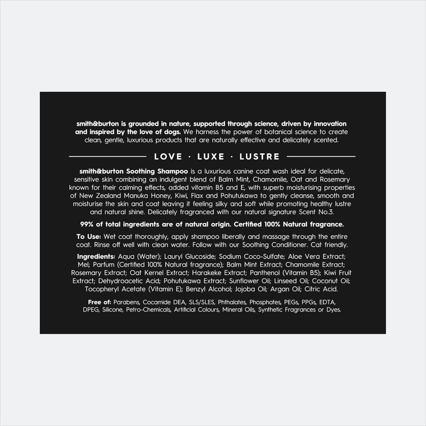 smith&burton Soothing Duo Set for Dogs & Cats, 16.9 oz | Gentle Soothing Shampoo & Conditioner with Chamomile, Oat,Manuka Honey & More, Scent No.3