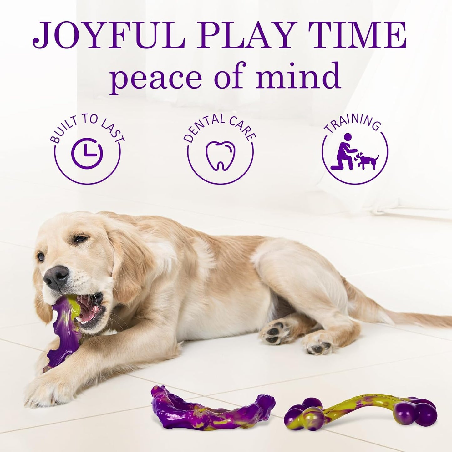 Tough Dog Toys for Aggressive Chewers 3 Pack, Indestructible Dog Toy for Large Dogs, Bacon Flavored, Keeps Dogs Busy