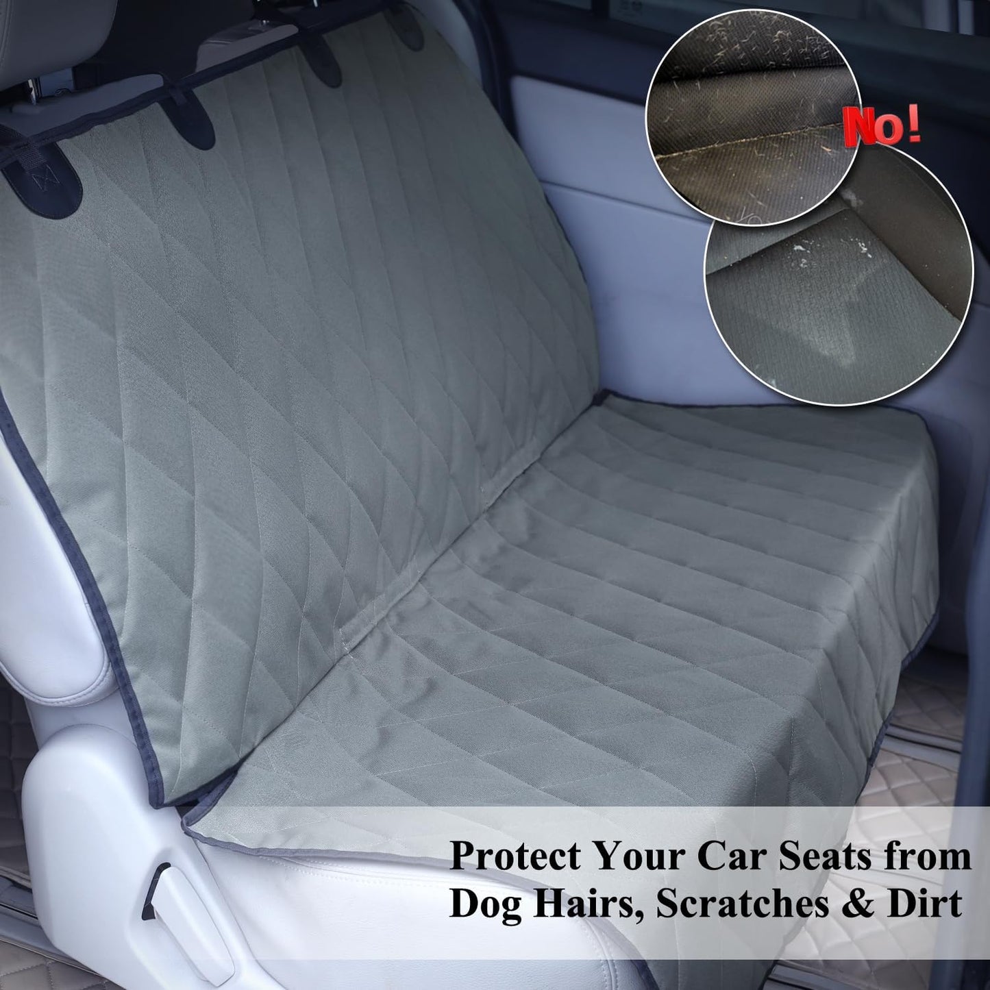 VIVAGLORY Dog Seat Belt + Dog Seat Cover, Chew Proof Waterproof Multi-Functional, Backseat Cover for Car