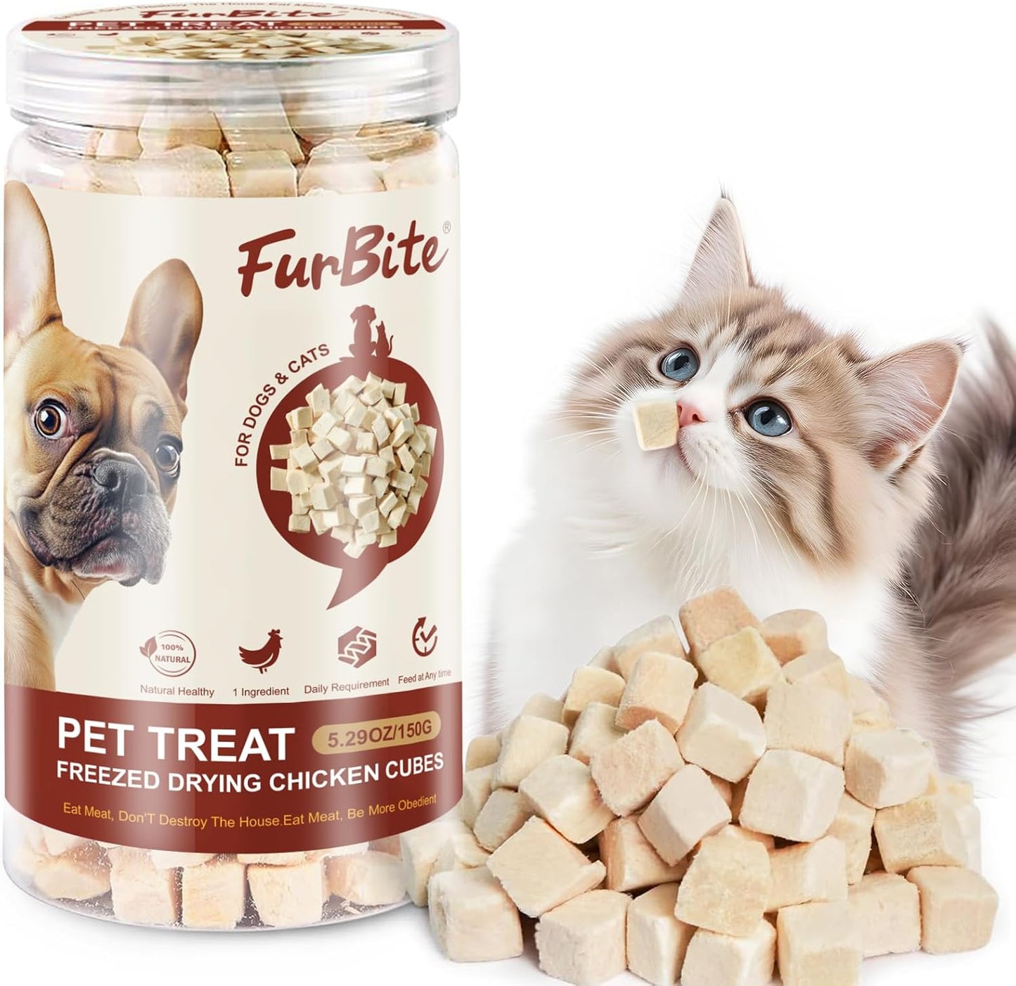 Freeze Dried Chicken for Cat & Dog Treats, Pet Training Dehydrated Snack for Dogs,Natural Single Ingredient High Protein Chickens Breast Snacks,Cat Jerky Chews for Dog