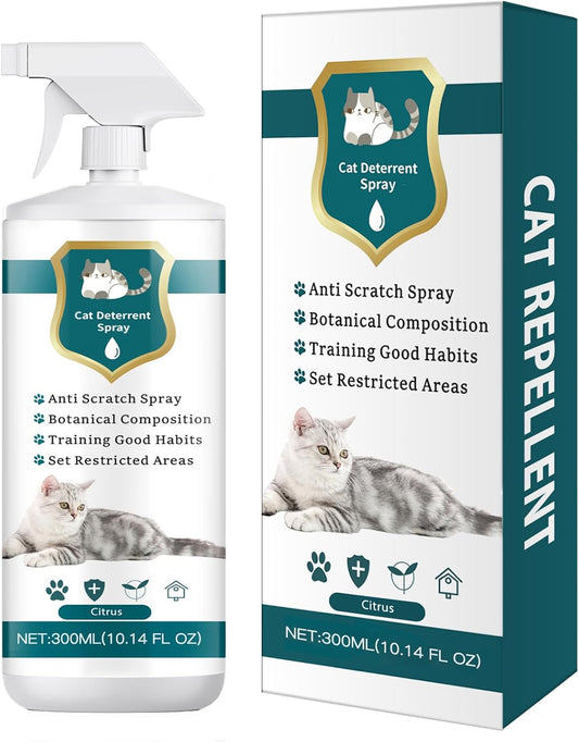 Advanced Cat Deterrent Spray, Natural Formula Cat Repellent Indoor and Outdoor, Strengthened Cat Scratch Deterrent for Furniture, Sofas, Rugs, Curtain Protection, Stop Cats from Urinating(Green, L)