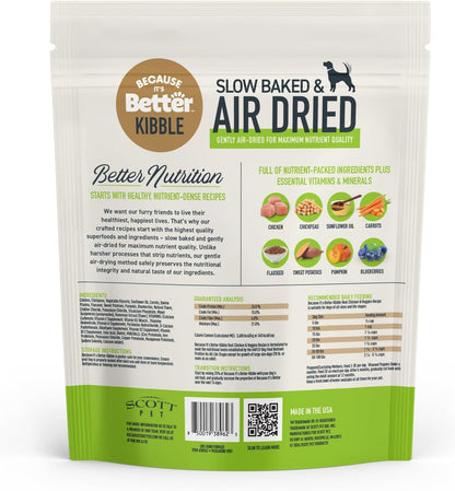 Because It's Better Slow Baked and Air Dried Dog Food, Real Chicken and Veggies, 3lb Bag, Complete and Balanced Dry Dog Food, for All Life Stages