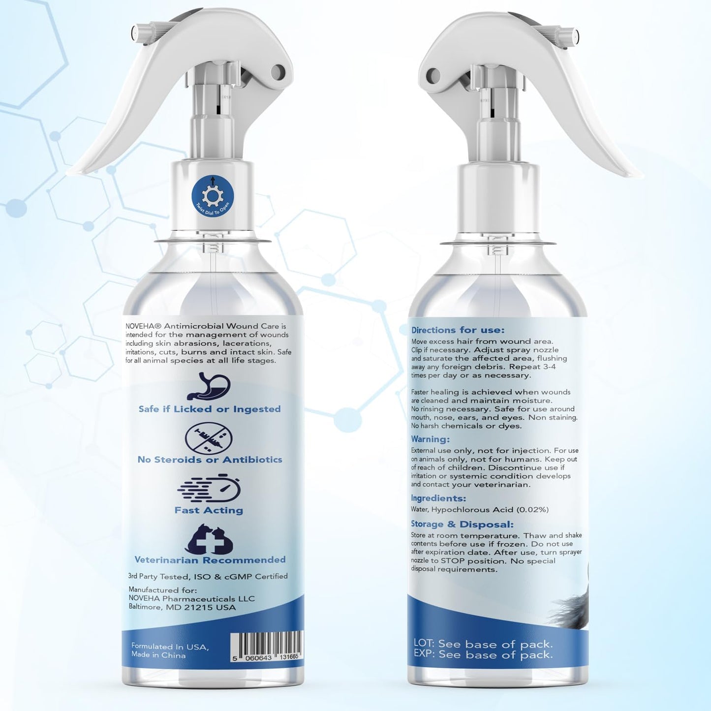 NOVEHA Pet Wound Spray - Sores, Abrasions and Wounds Care for Horse - Fast-Acting Skin Repair, Helps with Rashes, Hot Spots, Scratching, 6fl oz