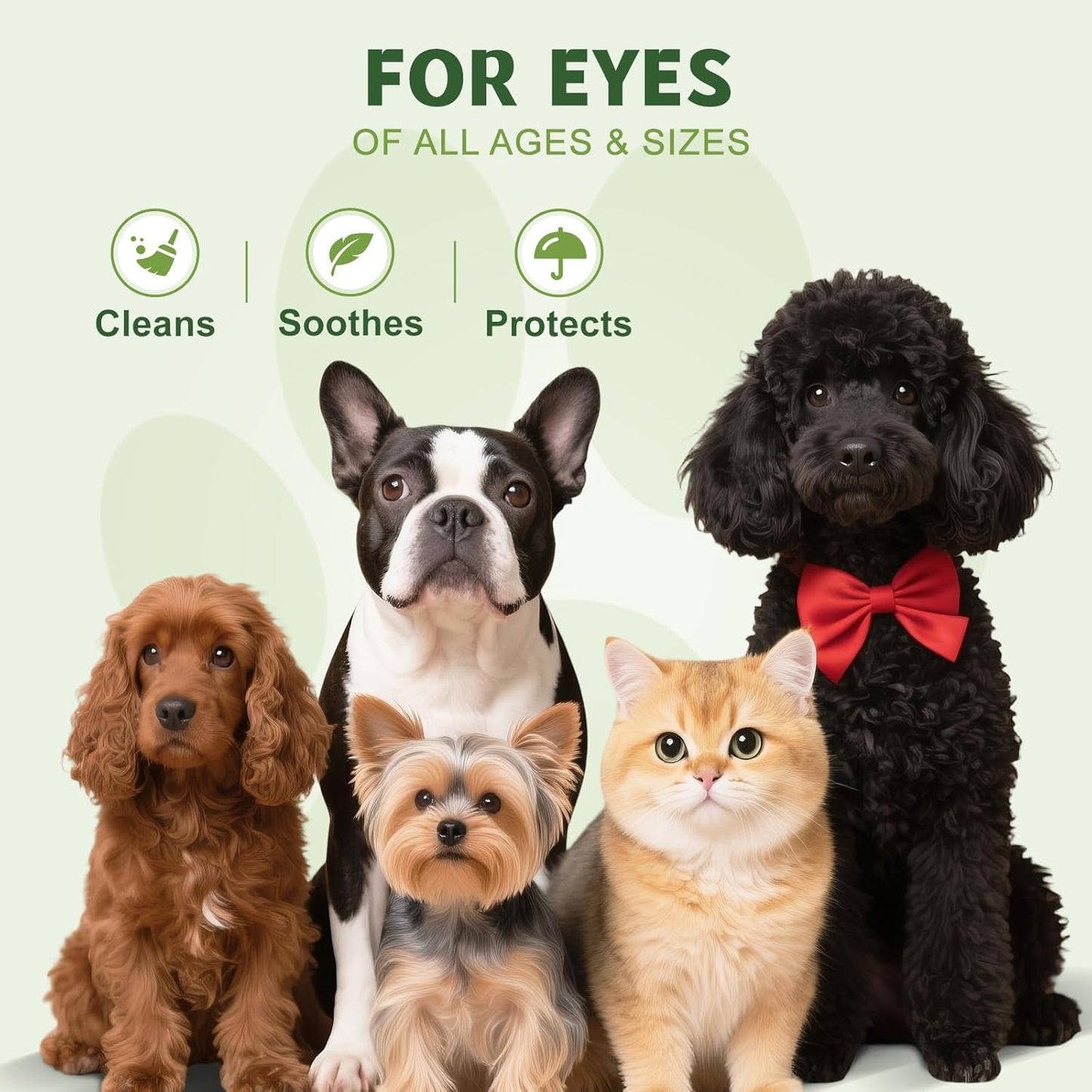 Dog Eye Wipes (100 Count) for Pet Cats -Fragrance-Free, Vet-Tested Formula for Sensitive Skin | Tear Stain Remover & Gentle Bath Alternative | Hypoallergenic & Enriched with Oatmeal