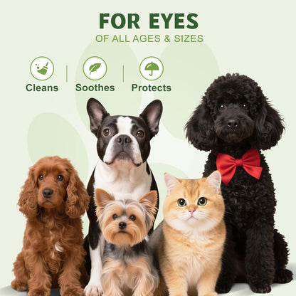 Dog Eye Wipes (100 Count) for Pet Cats -Fragrance-Free, Vet-Tested Formula for Sensitive Skin | Tear Stain Remover & Gentle Bath Alternative | Hypoallergenic & Enriched with Oatmeal